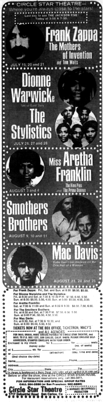 19/07/1974Circle Star theater, San Carlos, CA